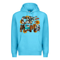 Ocean Blue Western Cat Mama Mother's Day Premium Hoodie - FaDigitalArtStudio
