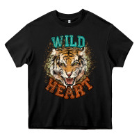 Black wild heart tiger college western Heavy Core Tee - NancyCooperArtShop