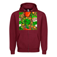 Burgundy coffee cups st. patrick's day with leopard seamless pattern bbs Zipper Hoodie - BundleAndBundleShop