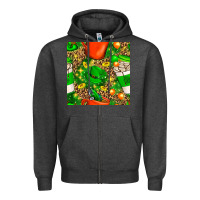 Charcoal Heather coffee cups st. patrick's day with leopard seamless pattern bbs Zipper Hoodie - BundleAndBundleShop