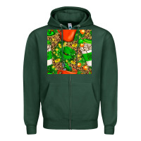 Sports Green coffee cups st. patrick's day with leopard seamless pattern bbs Zipper Hoodie - BundleAndBundleShop