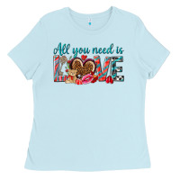 Baby Blue all you need is love Ladies Tee - NancyCooperArtShop