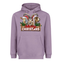 Lavender Merry Christmas Goats Heavyweight Hoodie - LillyAllenDesigns