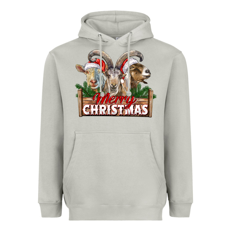 Merry Christmas Goats Heavyweight Hoodie by LillyAllenDesigns | Teevron