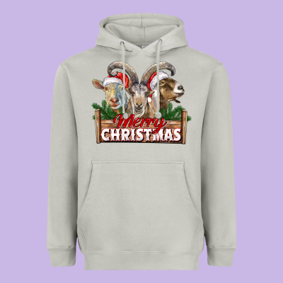 Merry Christmas Goats Heavyweight Hoodie Designed By Lillyallendesigns
