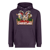Plum Merry Christmas Goats Heavyweight Hoodie - LillyAllenDesigns