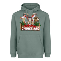 Sage Merry Christmas Goats Heavyweight Hoodie - LillyAllenDesigns