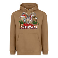 Toasted Coconut Merry Christmas Goats Heavyweight Hoodie - LillyAllenDesigns