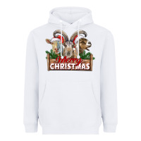 White Merry Christmas Goats Heavyweight Hoodie - LillyAllenDesigns