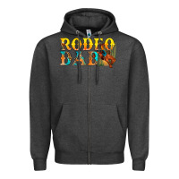 Charcoal Heather Western Rodeo Dad Zipper Hoodie - BundleAndBundleShop
