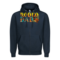 Navy Western Rodeo Dad Zipper Hoodie - BundleAndBundleShop