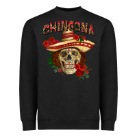 Black Chingona with roses Mexico Heavyweight Sweatshirt - HowdyJamesFarm