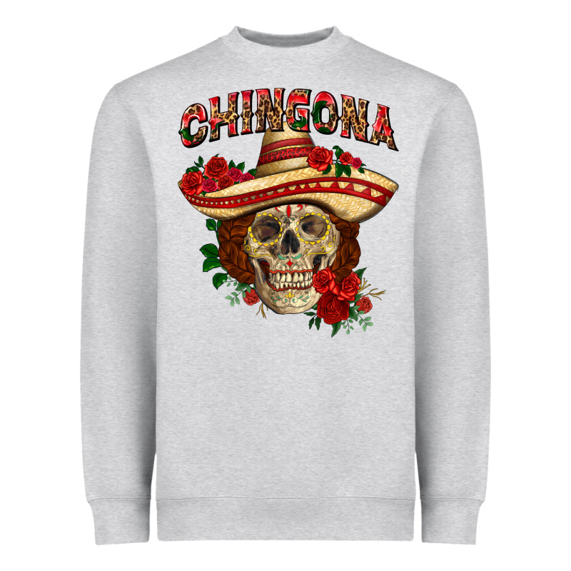 Chingona With Roses Mexico Heavyweight Sweatshirt by HowdyJamesFarm | Teevron