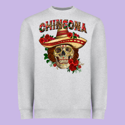Chingona With Roses Mexico Heavyweight Sweatshirt Designed By Howdyjamesfarm