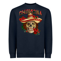 Navy Chingona with roses Mexico Heavyweight Sweatshirt - HowdyJamesFarm
