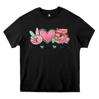 Black peace love books Heavy Core Tee - MaliasSmallBusiness