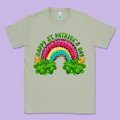 Happy St Patricks Day Rainbow And Shamrock Classic Tee Designed By Ranaportraitstore