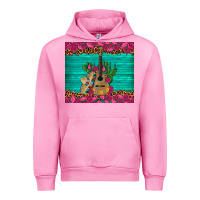 Fuchsia Pink mexican guitar roses cactus sombrero Urban Hoodie - Artiststas