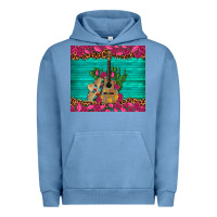 Pigment Pebble Blue mexican guitar roses cactus sombrero Urban Hoodie - Artiststas