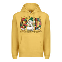 Antique Gold with god all things are possible with snowman bbs Premium Hoodie - BundleAndBundleShop