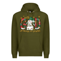 Army Green with god all things are possible with snowman bbs Premium Hoodie - BundleAndBundleShop