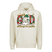 Oatmeal Heather with god all things are possible with snowman bbs Premium Hoodie - BundleAndBundleShop