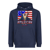 Navy American junkie Heavyweight Hoodie - CowhideDigitalArt