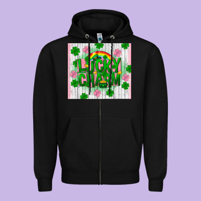 Lucky Charm St Patricks Zipper Hoodie Designed By Fadigitalartstudio