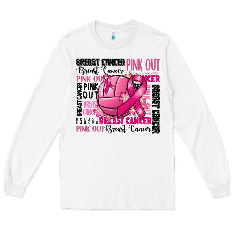 Volleyball Pink Out Breast Cancer Long Sleeve Tee by RanaPortraitStore | Teevron