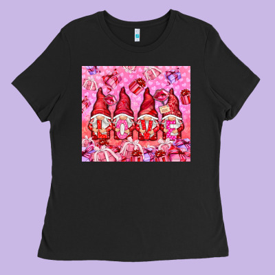 Love Gnomies With Gift Boxes Ladies Tee Designed By Nancycooperartshop