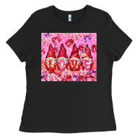 Black love gnomies with gift boxes Ladies Tee - NancyCooperArtShop