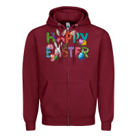 Burgundy Western Happy Easter Zipper Hoodie - BundleAndBundleShop