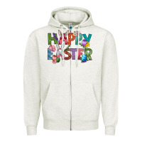 Oatmeal Heather Western Happy Easter Zipper Hoodie - BundleAndBundleShop