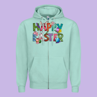 Western Happy Easter Zipper Hoodie Designed By Bundleandbundleshop