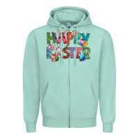 Seafoam Western Happy Easter Zipper Hoodie - BundleAndBundleShop