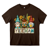 Chocolate Brown yeehaw with gnomies Heavy Core Tee - NancyCooperArtShop