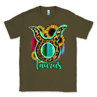 Army Green Taurus Zodiac Sign Sunflower Leopard Serape Classic Tee - RanaPortraitStore
