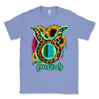 Colony Blue Taurus Zodiac Sign Sunflower Leopard Serape Classic Tee - RanaPortraitStore