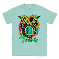 Seafoam Taurus Zodiac Sign Sunflower Leopard Serape Classic Tee - RanaPortraitStore