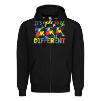 Black It's okay to be different Autism Zipper Hoodie - FaDigitalArtStudio