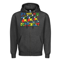 Charcoal Heather It's okay to be different Autism Zipper Hoodie - FaDigitalArtStudio