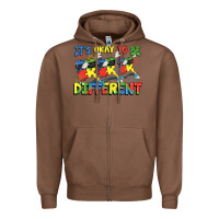 Chestnut It's okay to be different Autism Zipper Hoodie - FaDigitalArtStudio