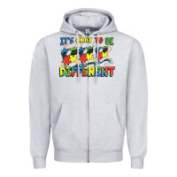 Heather Grey It's okay to be different Autism Zipper Hoodie - FaDigitalArtStudio