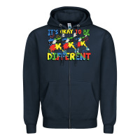 Navy It's okay to be different Autism Zipper Hoodie - FaDigitalArtStudio