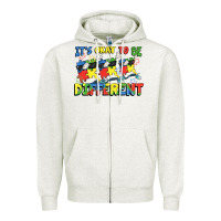 Oatmeal Heather It's okay to be different Autism Zipper Hoodie - FaDigitalArtStudio