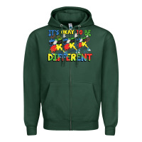 Sports Green It's okay to be different Autism Zipper Hoodie - FaDigitalArtStudio
