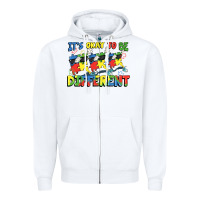 White It's okay to be different Autism Zipper Hoodie - FaDigitalArtStudio