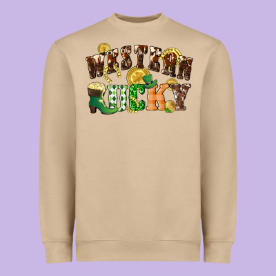 Western Lucky St. Patrick's Day Heavyweight Sweatshirt Designed By Cowgirlartshop