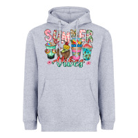 Heather Grey Summer Vibes Heavyweight Hoodie - CowhideDigitalArt