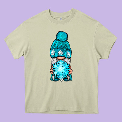 Winter Gnome With Snowflake Heavy Core Tee Designed By Nancycooperartshop